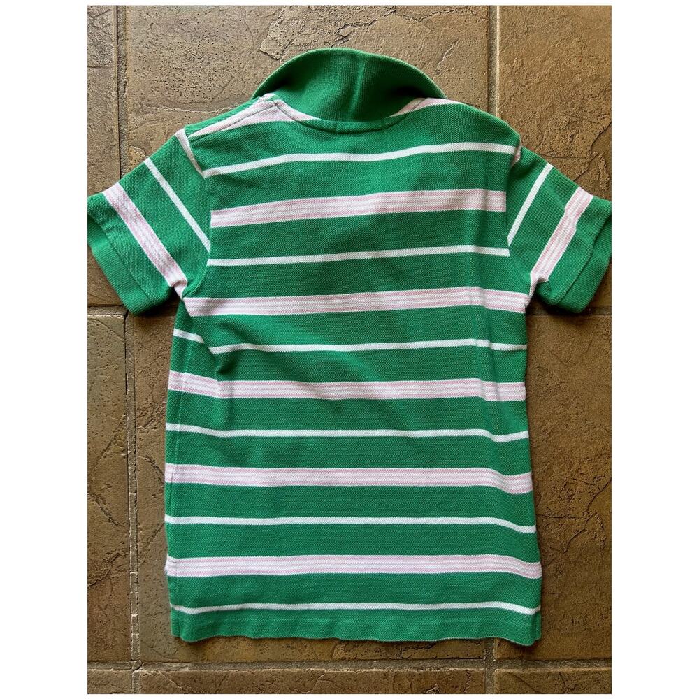 Vintage Polo Ralph Lauren Boys Size 5 Green Striped Polo Shirt Short Sleeve - Picture 3 of 3